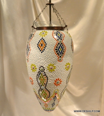 Multicolor Antique Shape And Effect Glass Wall Hanging