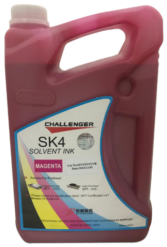 Challenger SK4 Solvent INK - Solvent Based Formulation, Medium Size, Ink Jet Cartridge Style, Magenta Shade with HD Colour Tone for Digital Printing