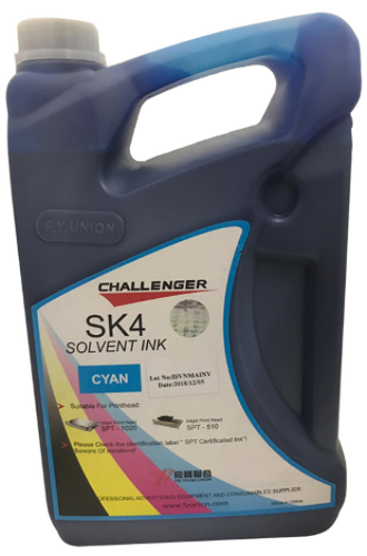 Challenger SK4 Solvent Ink - Oil-Based, Medium Size, Cyan Color | Digital Printing, High Density, Waterproof, Economical