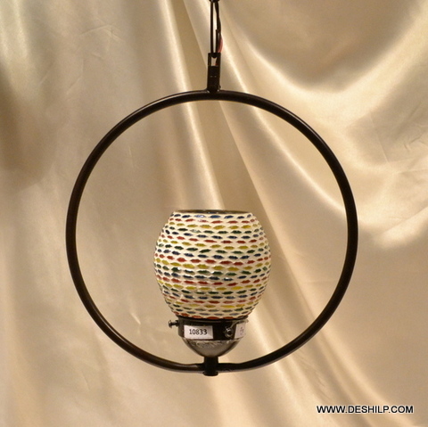 Mosaic Glass Wall Hanging - Handmade Glass & Metal, 5x10 - 7x12 Inch, Multicolor, Polished Finish, Round Shape, Weighing 4-8 Kilograms