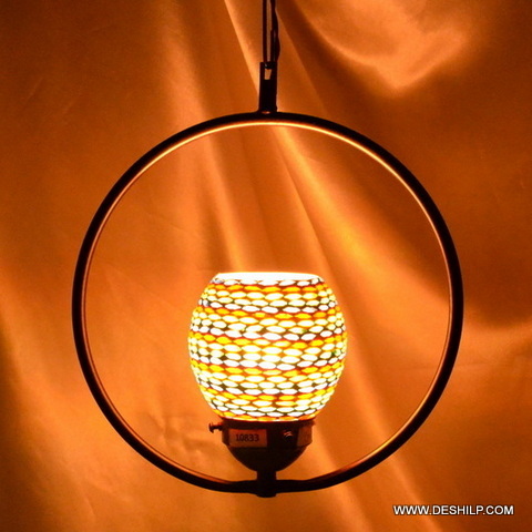 Mosaic Glass Wall Hanging - Handmade Glass & Metal, 5x10 - 7x12 Inch, Multicolor, Polished Finish, Round Shape, Weighing 4-8 Kilograms