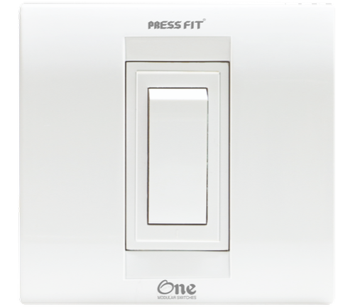 Pressfit One Modular 16 Amp. 1-in-1 Switch - Plastic, 1 Module, White Color | Elegant Design, Flexible Installation, Screwless And High Safety Levels