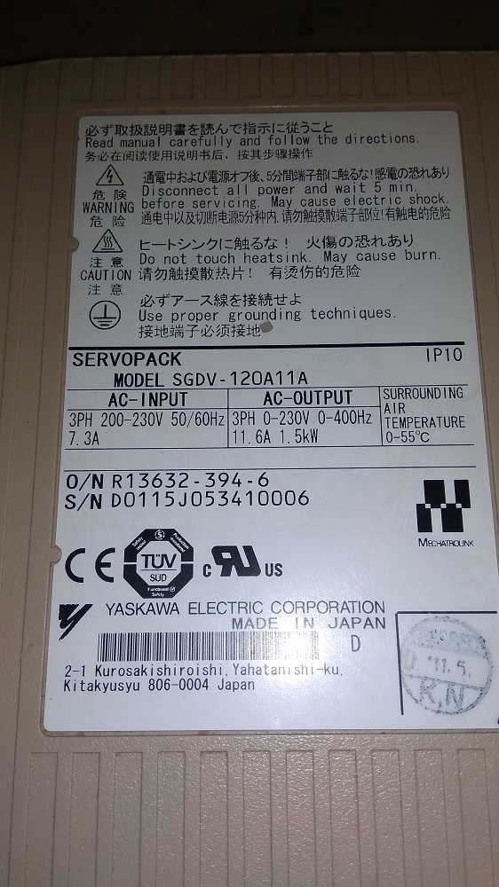 Yaskawa Servo Drive Sgdv-120a11a