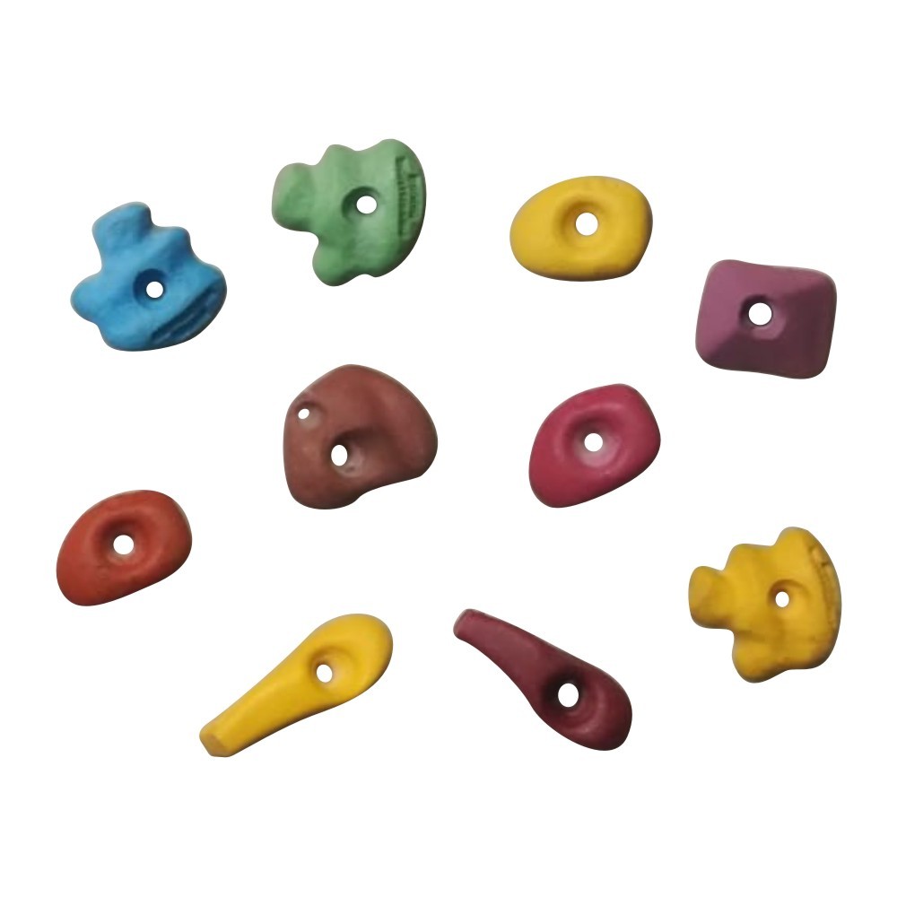 Adventure Rocks - 2.5 Inch Heavy Duty Climbing Holds | 10 Multi-color Grips, Bolts, Fasteners & Ln Key Set For Professional Use