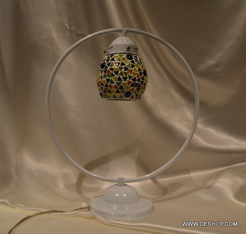 Multicolor Study Glass Table Lamp With Antique Fitting