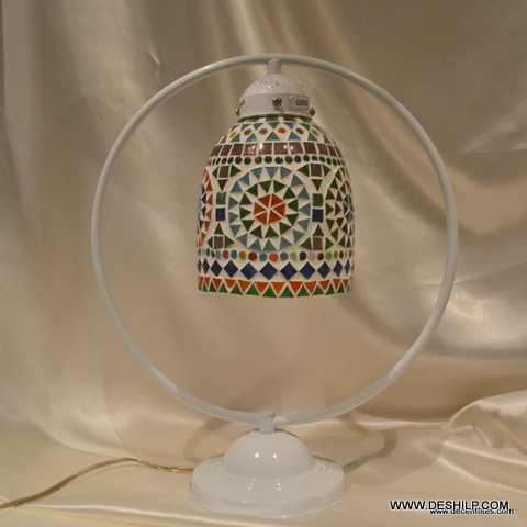 Multicolor Glass Made Table Lamp For Study