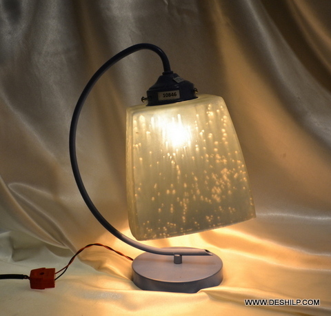 Golden Silver Frosted Glass Table Lamp