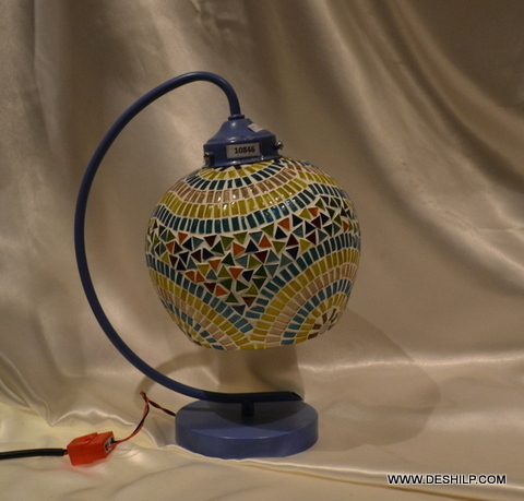 Multicolor Multi Mosaic Glass Study Lamp