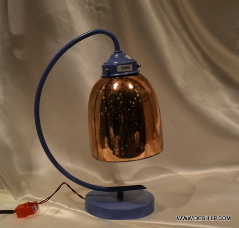 Brown Silver Finish Antique Glass Table Lamp
