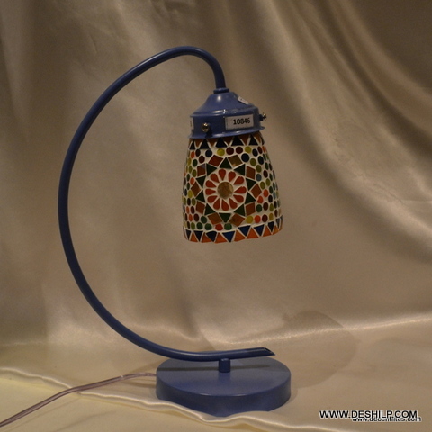 Beautiful Glass Mosaic Lamp - Handmade Glass & Metal 4.5x10 To 5.5x15 Inch Multicolor Modern Art Design Polished Finish Round Tabletop Decoration