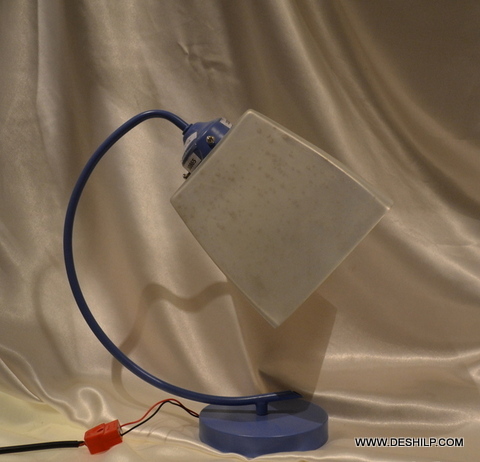 4.5x9 Inch Silver Polish Glass Table Lamp - Color: White