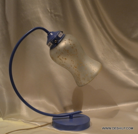 Yellow Silver Finish Glass Handmade Table Lamp