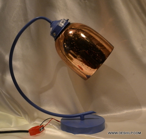 Handicraft Glass Table Lamp - Brown, 3.5x8 - 4.5x9 Inch, Handmade Polished Finish | Traditional Round Design With Elegant Print