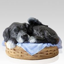 Brass Sleeping Angel Dog Cremation Urn Bronze