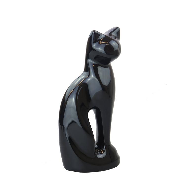 White & Black Cat Shaped Urn For Pet Cat Ashes Cremation Memorial