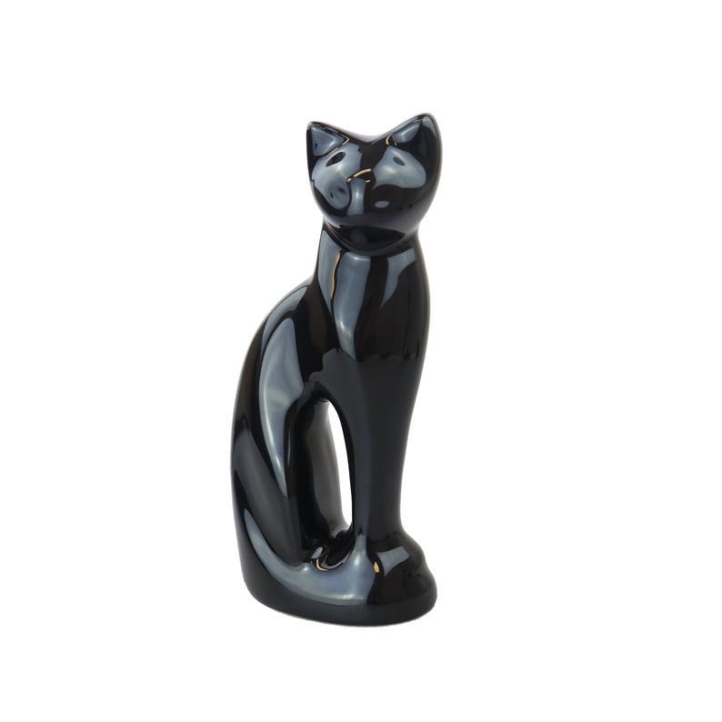 White & Black Cat Shaped Urn For Pet Cat Ashes Cremation Memorial