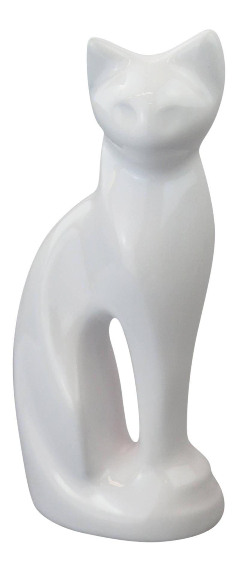 White & Black Cat Shaped Urn For Pet Cat Ashes Cremation Memorial