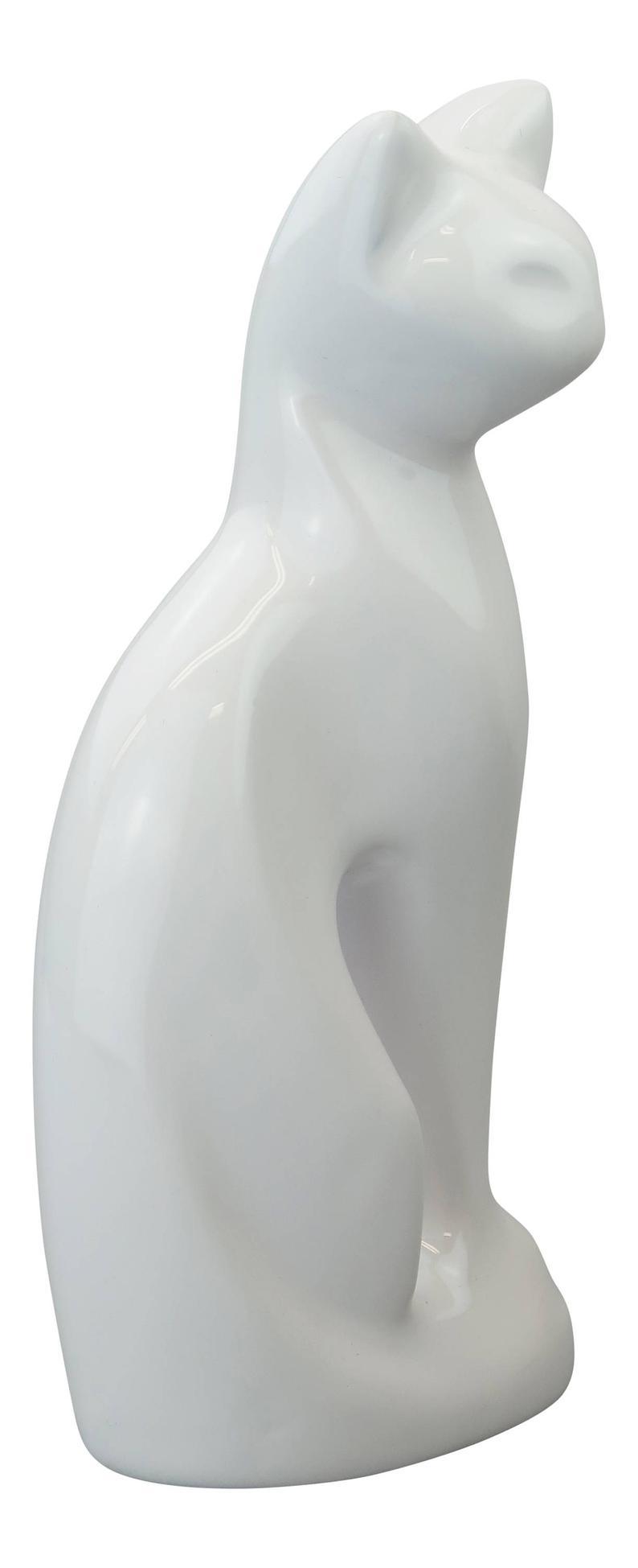 White & Black Cat Shaped Urn For Pet Cat Ashes Cremation Memorial