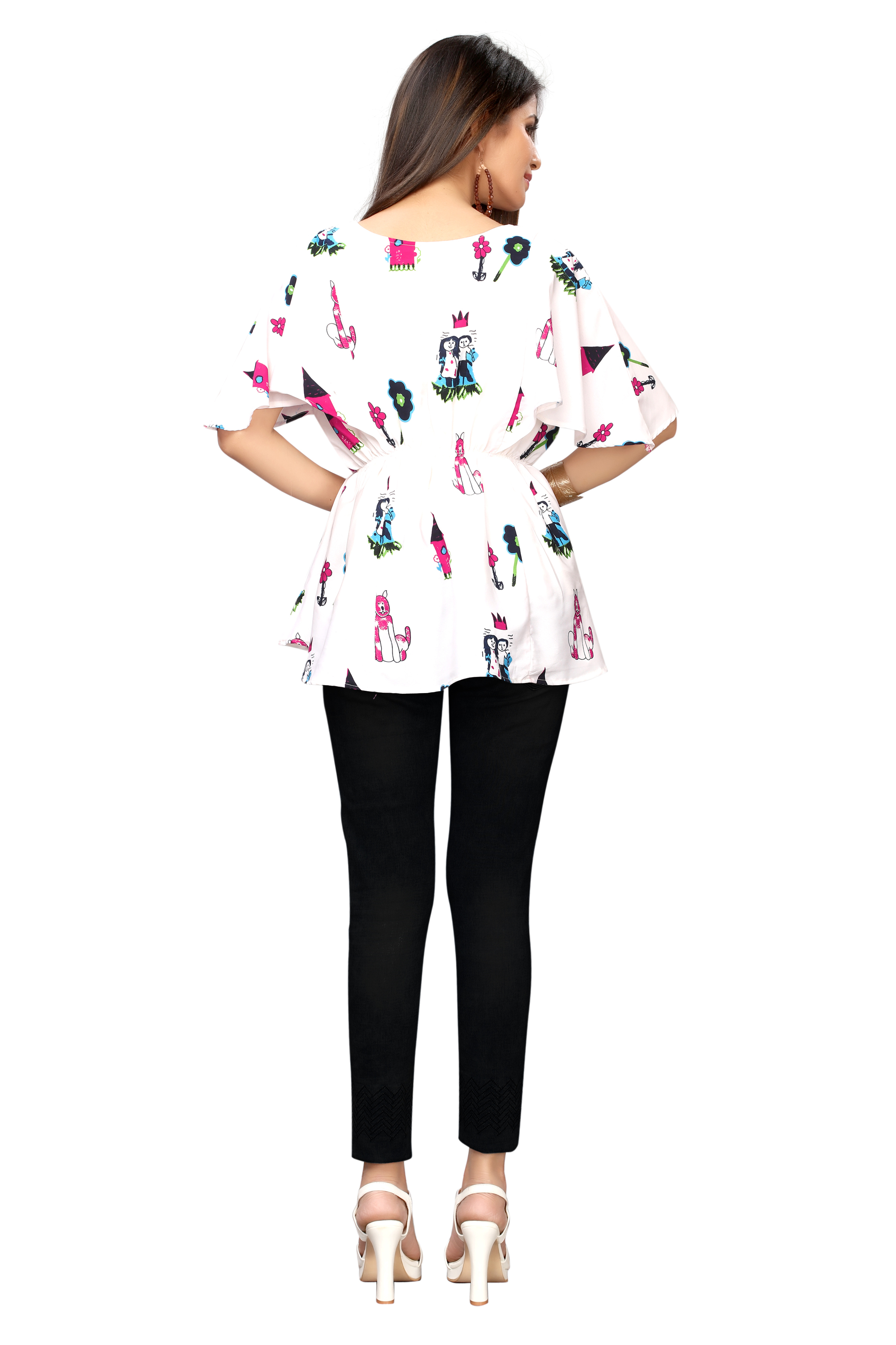 Ladies Crape Top - Crepe, Size Xl, S, M, L, Color White | Full Sleeves, All Season Ethnic Wear, Perfect For Any Occasion, Ethnic Couture