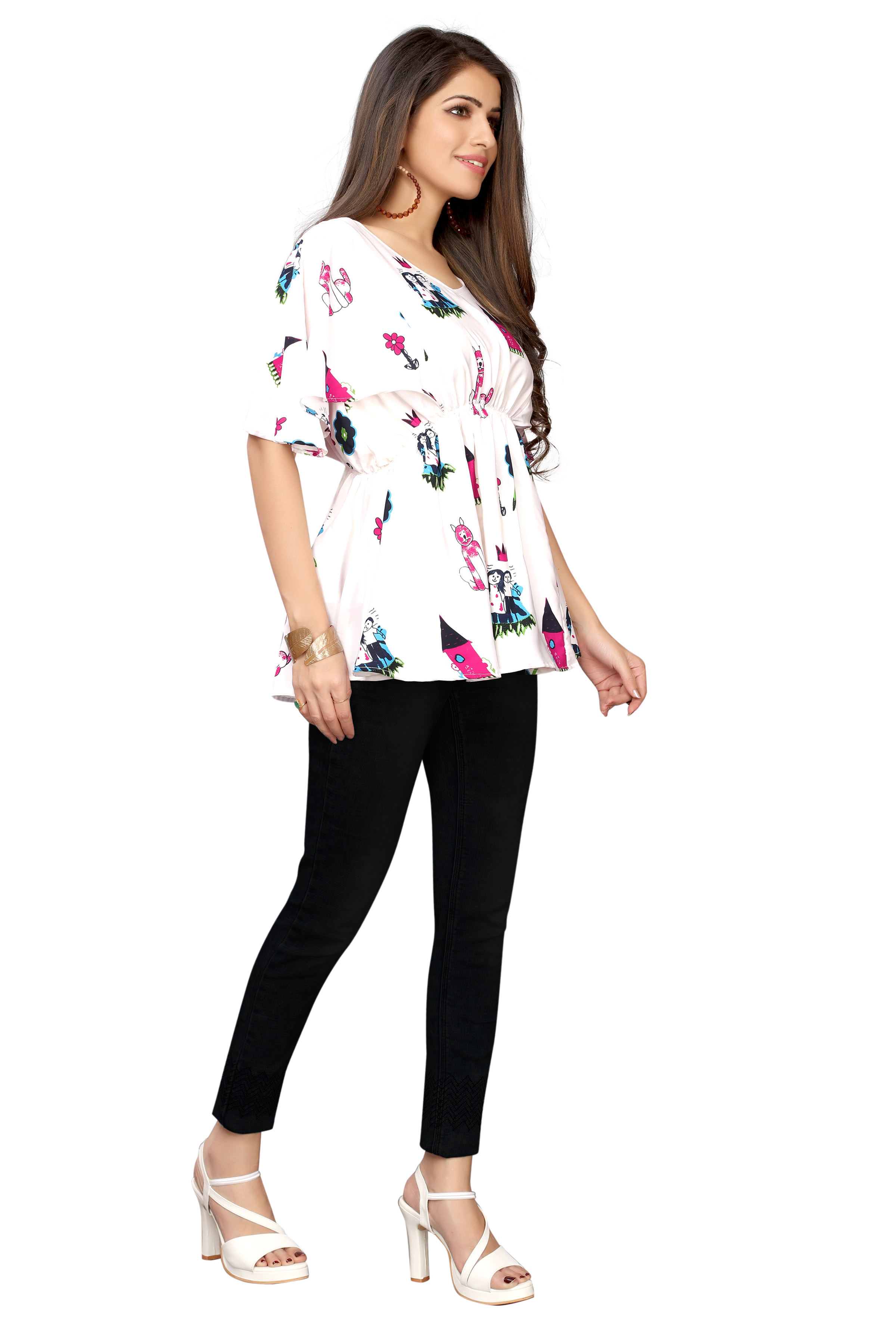 Ladies Crape Top - Crepe, Size Xl, S, M, L, Color White | Full Sleeves, All Season Ethnic Wear, Perfect For Any Occasion, Ethnic Couture