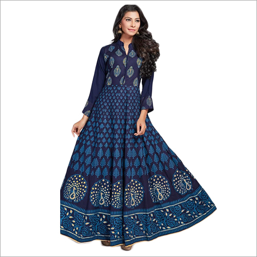 महिलाओं की फुल लेंथ प्रिंटेड कॉटन कुर्ती