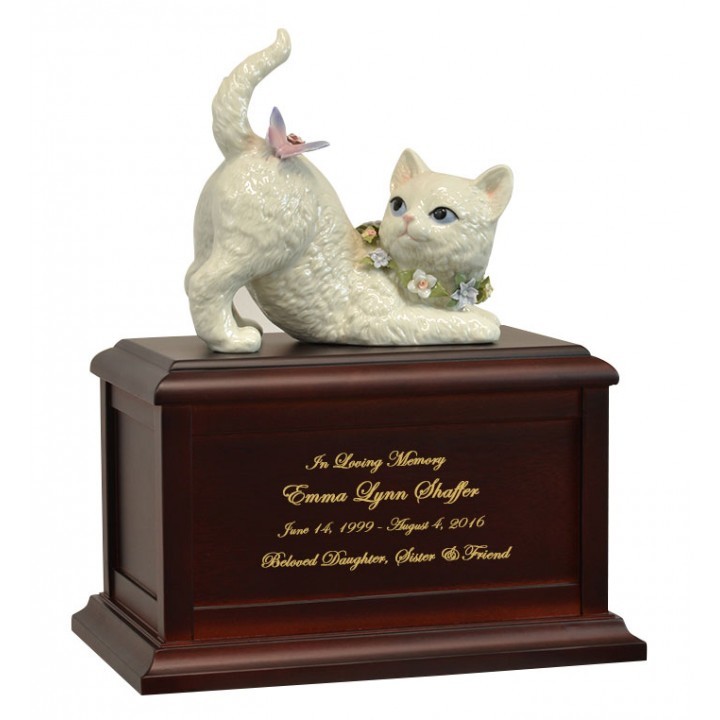 White Cat Ragdoll Figurine Cremation Urn