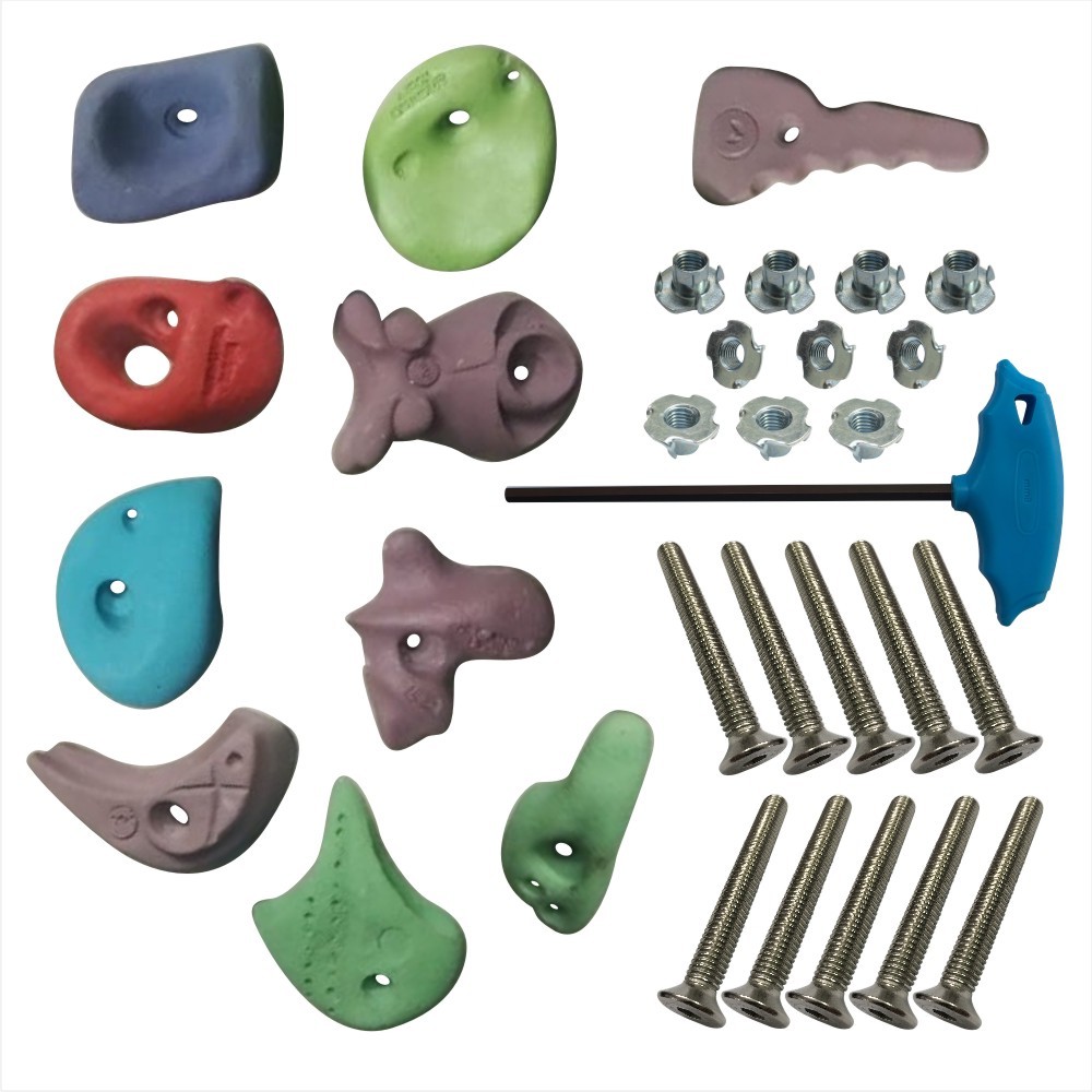 Adventure Rocks - 4.5 Inch Heavy Duty Pocket Climbing Holds, Multi Color, 10 Pc Set For Professional Sports Climbing