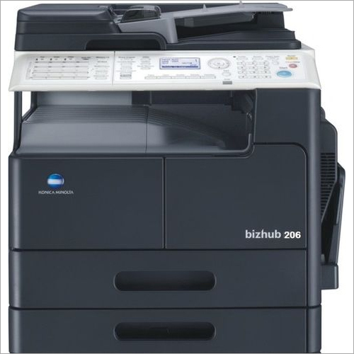 Konica Minolta Bizhub 206 - 20 PPM Laser Photocopier, A5 to A3 Print Capacity, Network Card Included, 128 MB RAM, Monochrome Output, 15 Sec Warm-up Time, Compact 607 x 570 x 458 mm Size