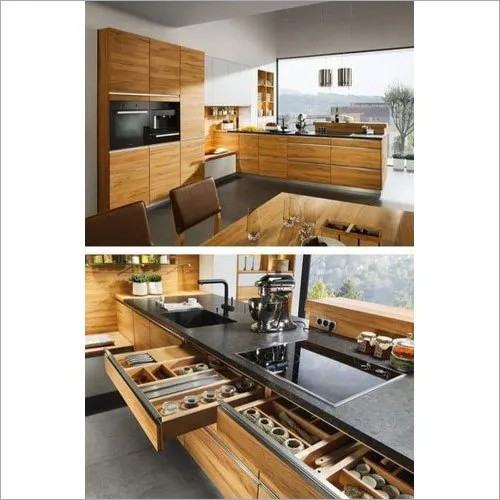 Wooden Modular Kitchen - Solid Wood, Ample Space - Contemporary Design with Classy Look and Long Life