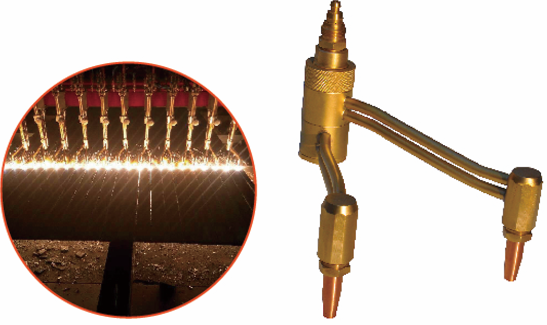 Flat Double Head Cutting Torch - Tungsten Carbide Material, Golden Color | Precision Cutting, Ergonomic Design, Adjustable Settings, Versatile Applications