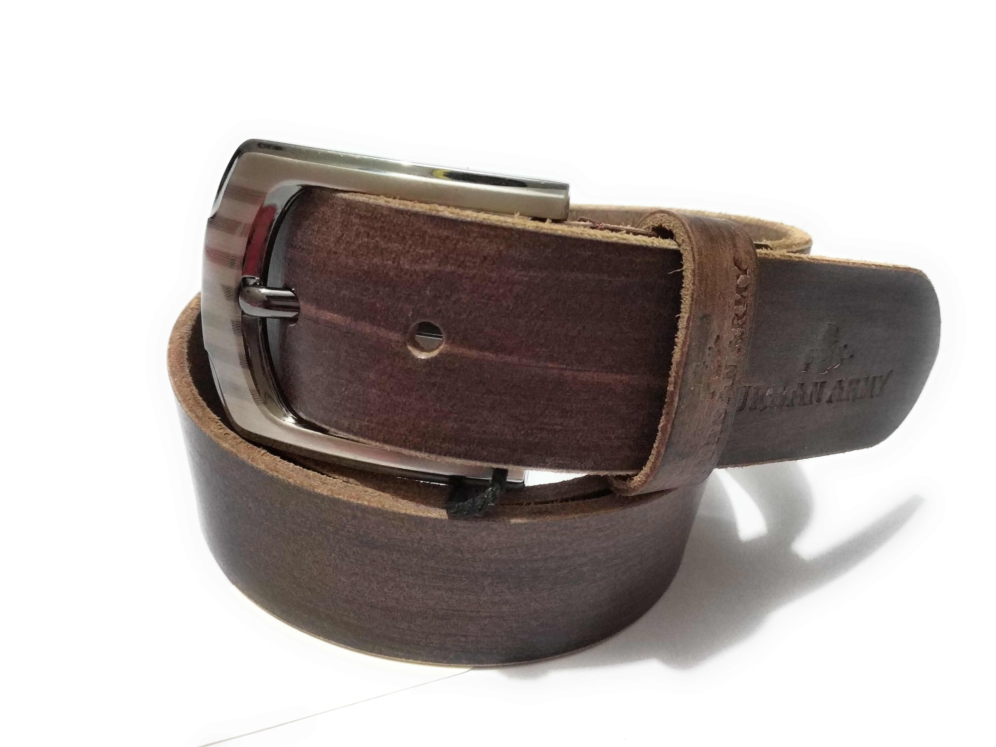 Urban Army Leather Belt - Genuine Vegan Leather, 40mm Width, Brown Shade | Sturdy Steel Buckle, Ideal For Casual Or Formal Wear, Perfect Gift Option