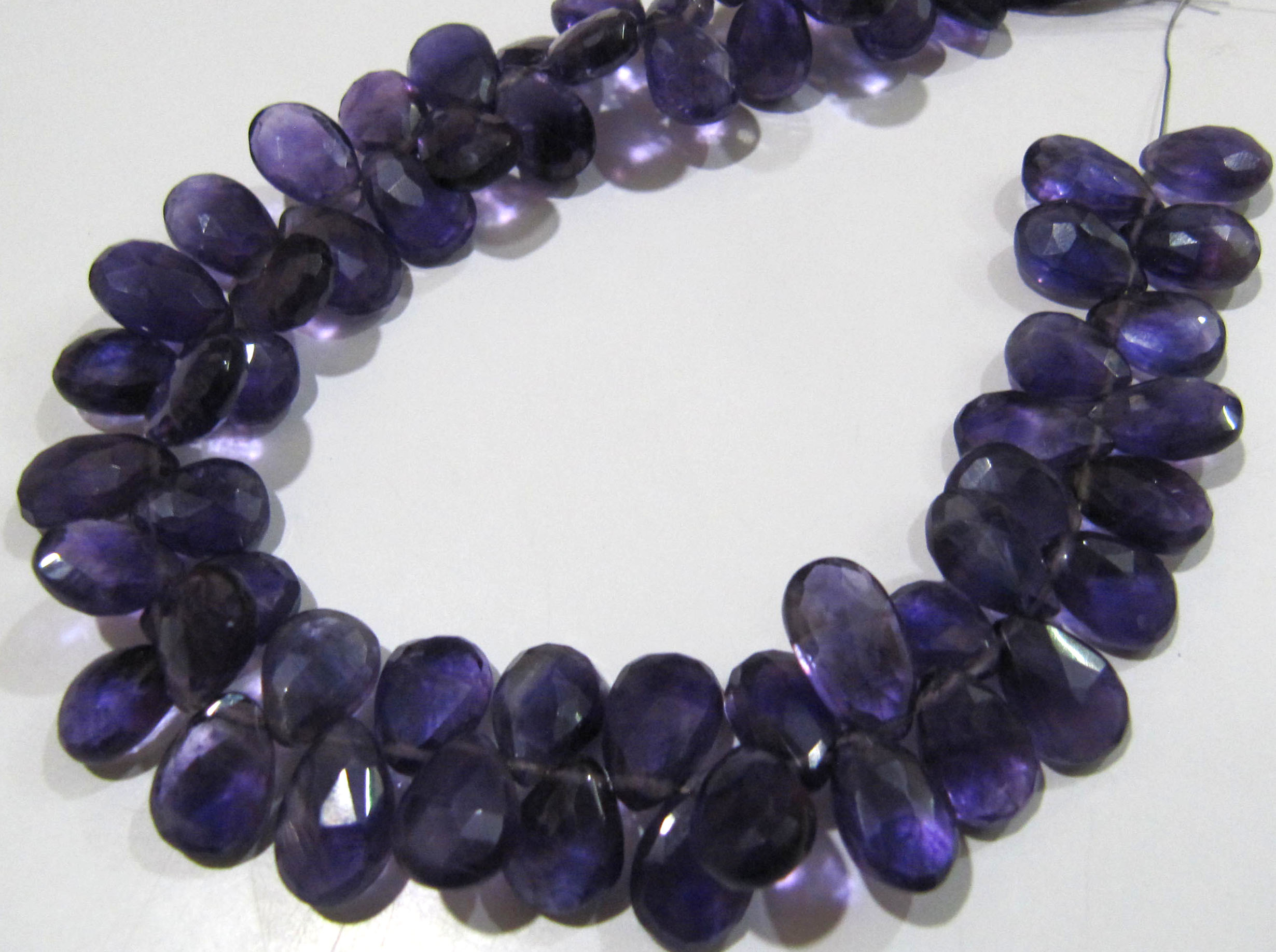 Natural Amethyst Pear Shape Briolette Faceted Beads Size 8x12mm To9x14mm Strand 10 Inches