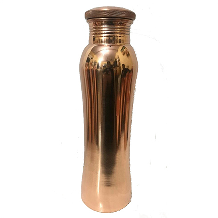 Plain Copper Bottle - Copper Material, Round Shape, Opaque Brown Color | Anti-Bacterial, Attractive Design, Rigid Build, Easy Maintenance
