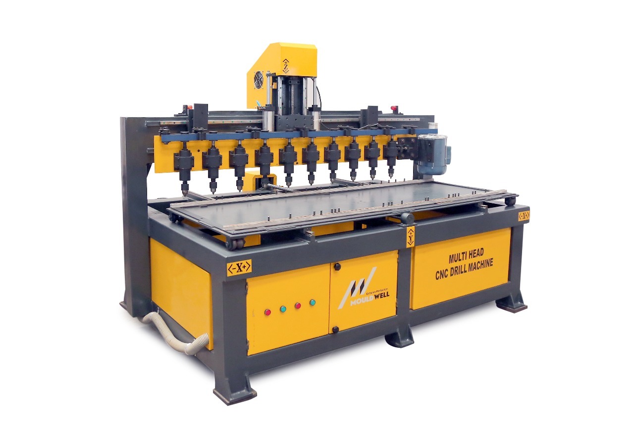 Multi Head Cnc Drill Machine - Metal, 2300mm X 1300mm X 1700mm, Gray - 10 Multi Drill Spindles, High Speed Performance, Dsp Controller, Optional Air Compressor
