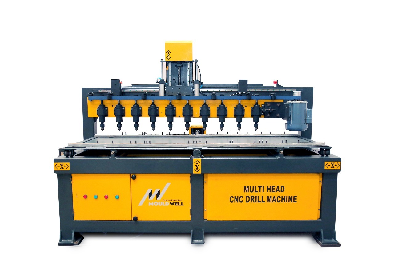 Multi Head Cnc Drill Machine - Metal, 2300mm X 1300mm X 1700mm, Gray - 10 Multi Drill Spindles, High Speed Performance, Dsp Controller, Optional Air Compressor