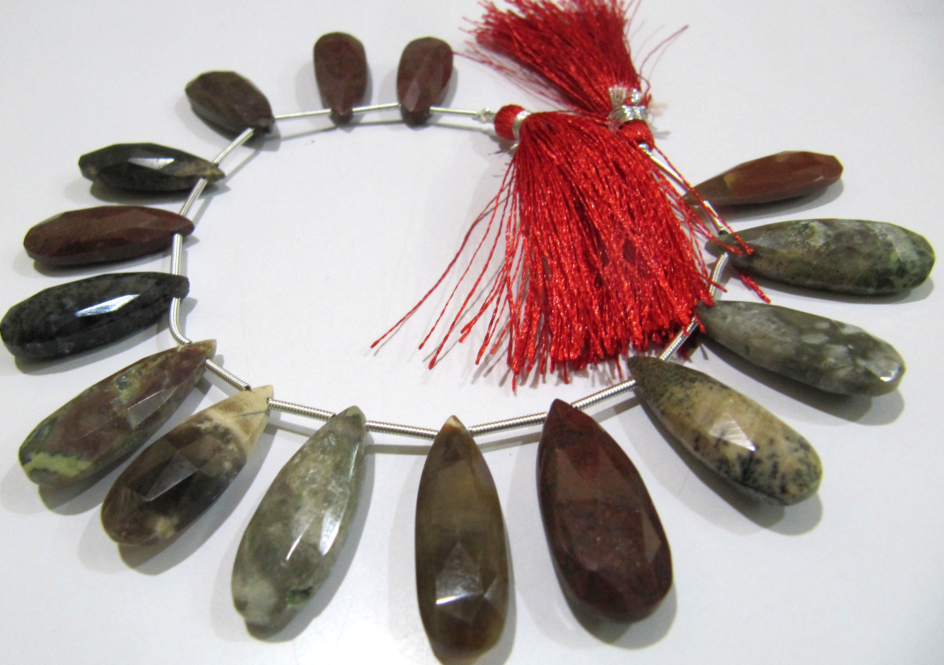 Red Natural Blood Agate Pear Shape Faceted Briolette Beads 10x20mm To 12x24mm