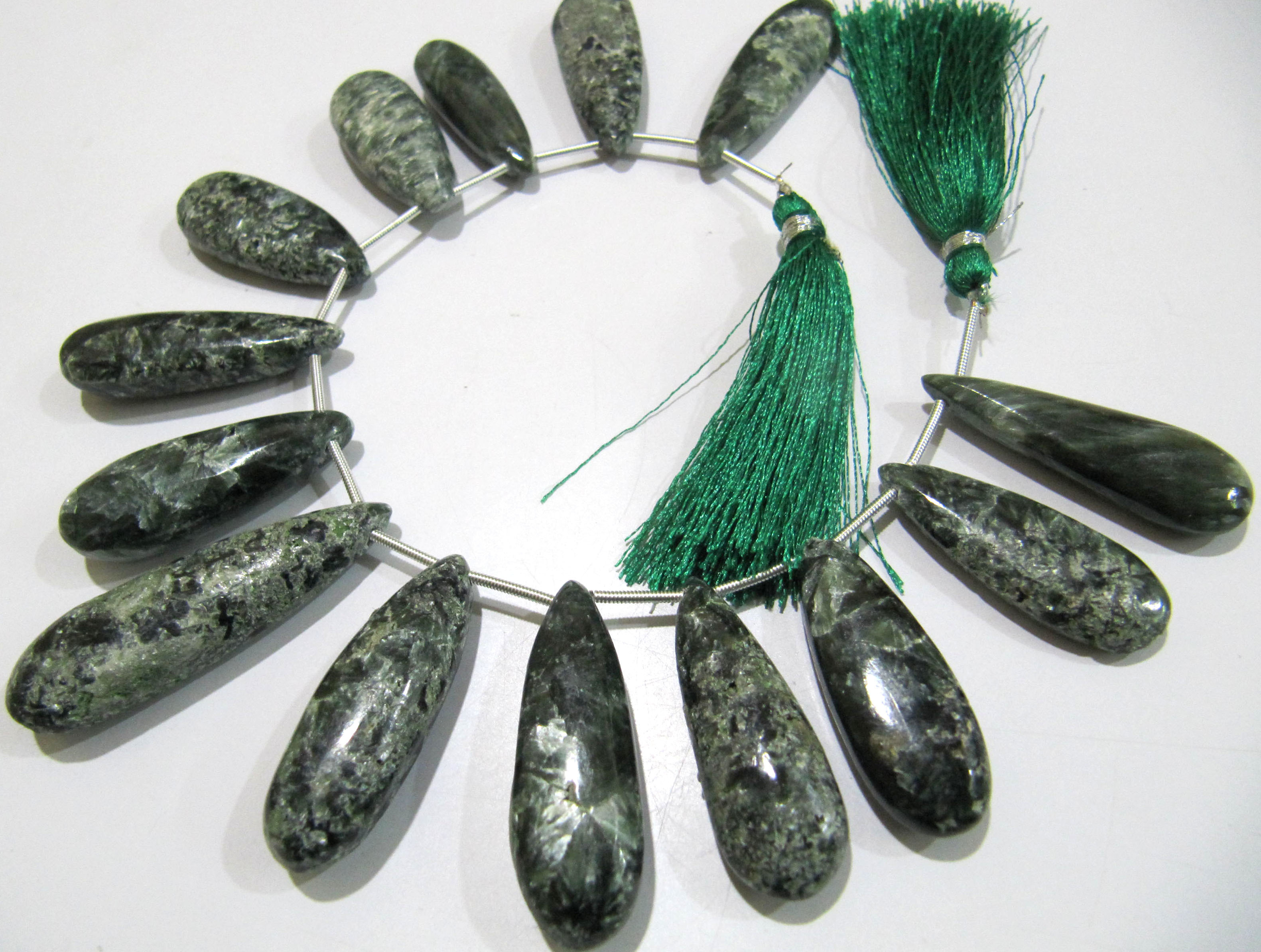 Natural Seraphinite Pear Shape Plain Smooth Briolette Beads