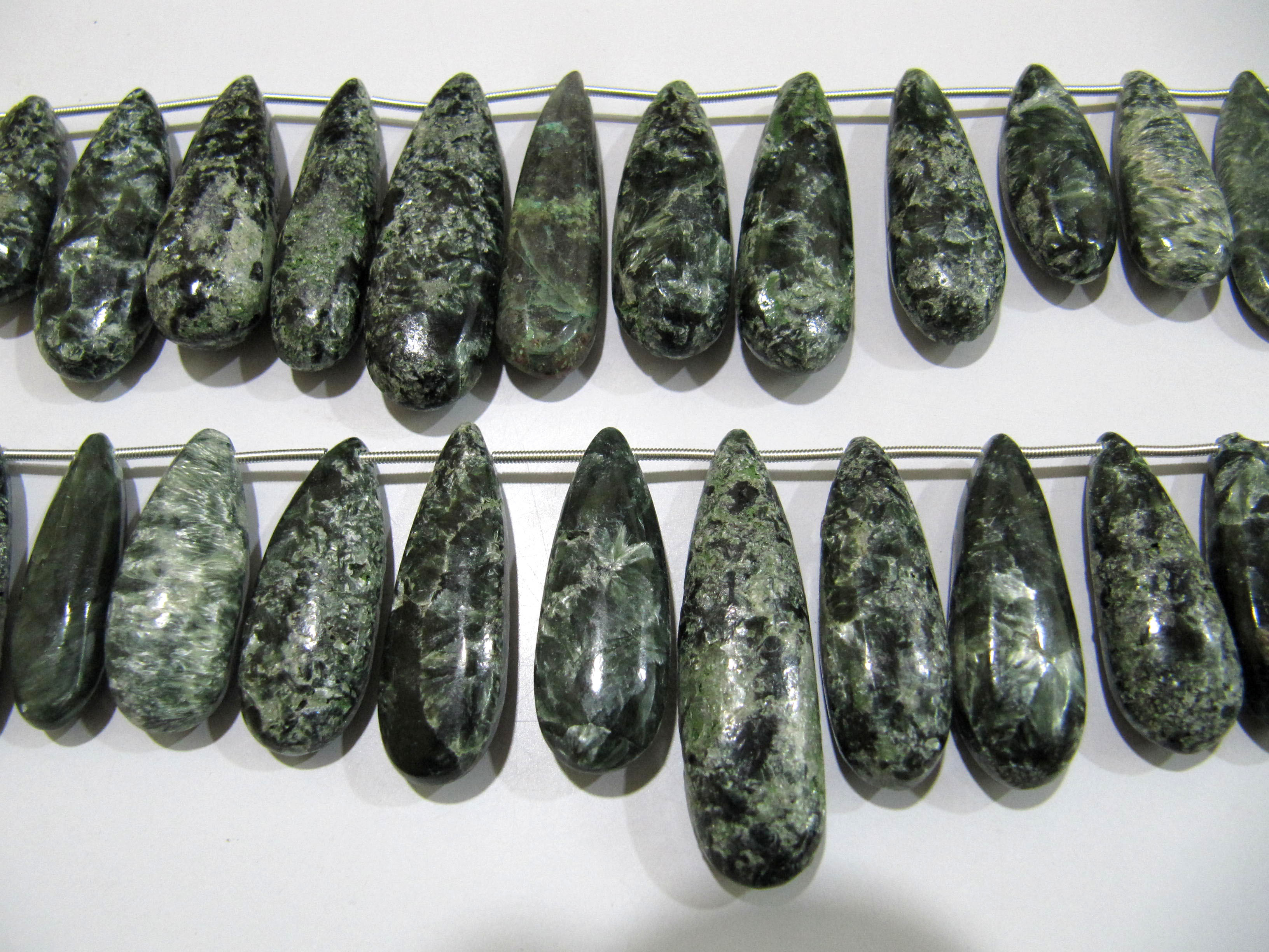 Natural Seraphinite Pear Shape Plain Smooth Briolette Beads