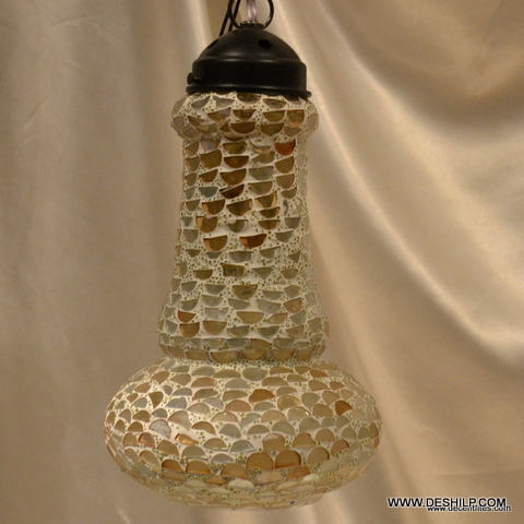 Golden Antique Mosaic Design Glass Wall Hanging