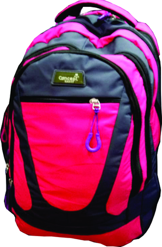 Pink And Black Multi Color School Bag