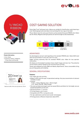 Half Panel Ymcko Ribbon (Without Cassette) - Application: Printer