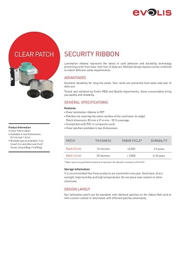 Good Quality Printing Full Clear Patch (1.0 Mil)