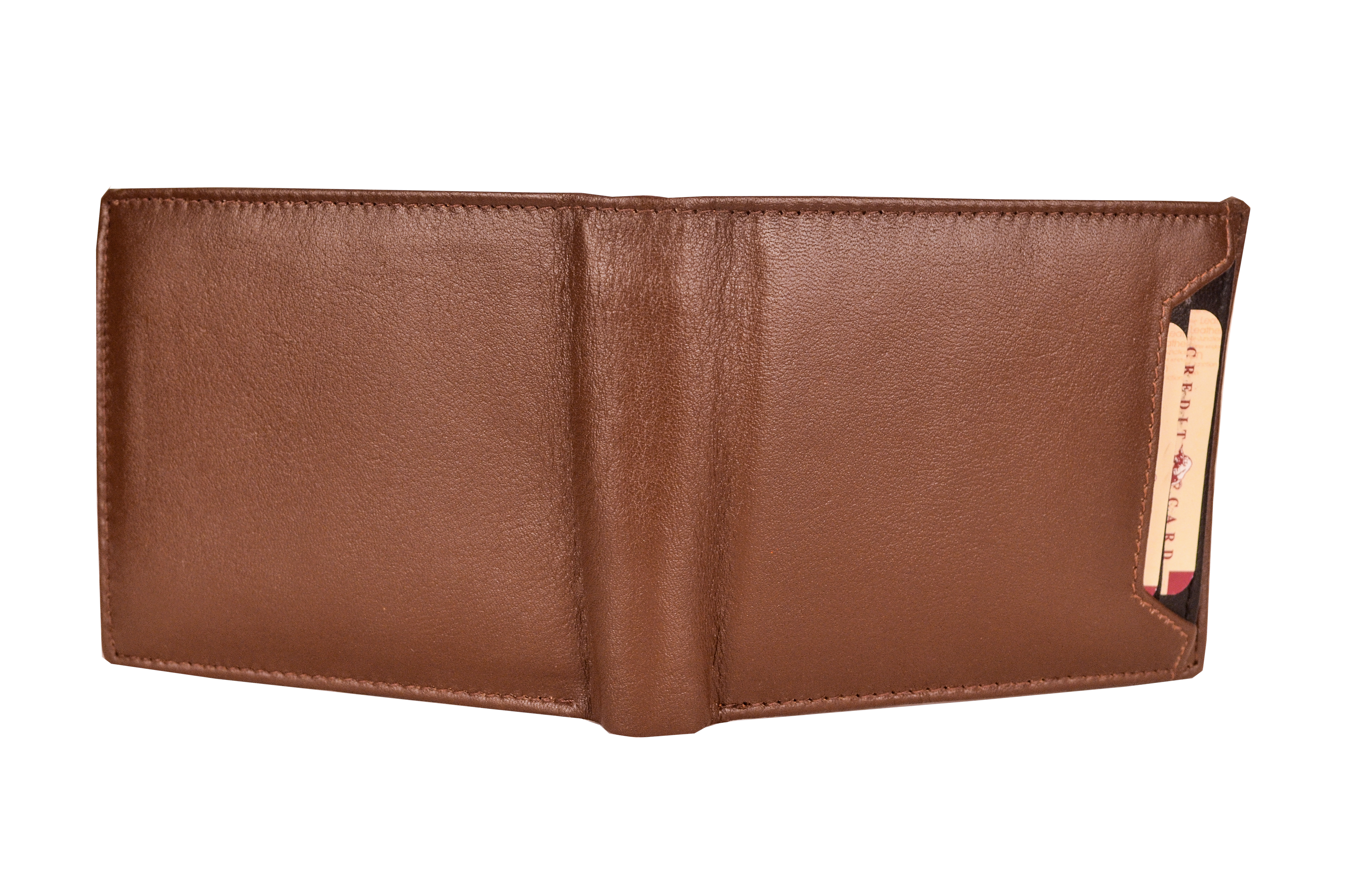 Brown Men's Leather Wallet - 2 Compartment, 2 Pockets, 1 Coin Pocket, 6 Credit/debit Card Slots | Bi-fold, Suede Lining, Modern Style, 24x9x2 Cm
