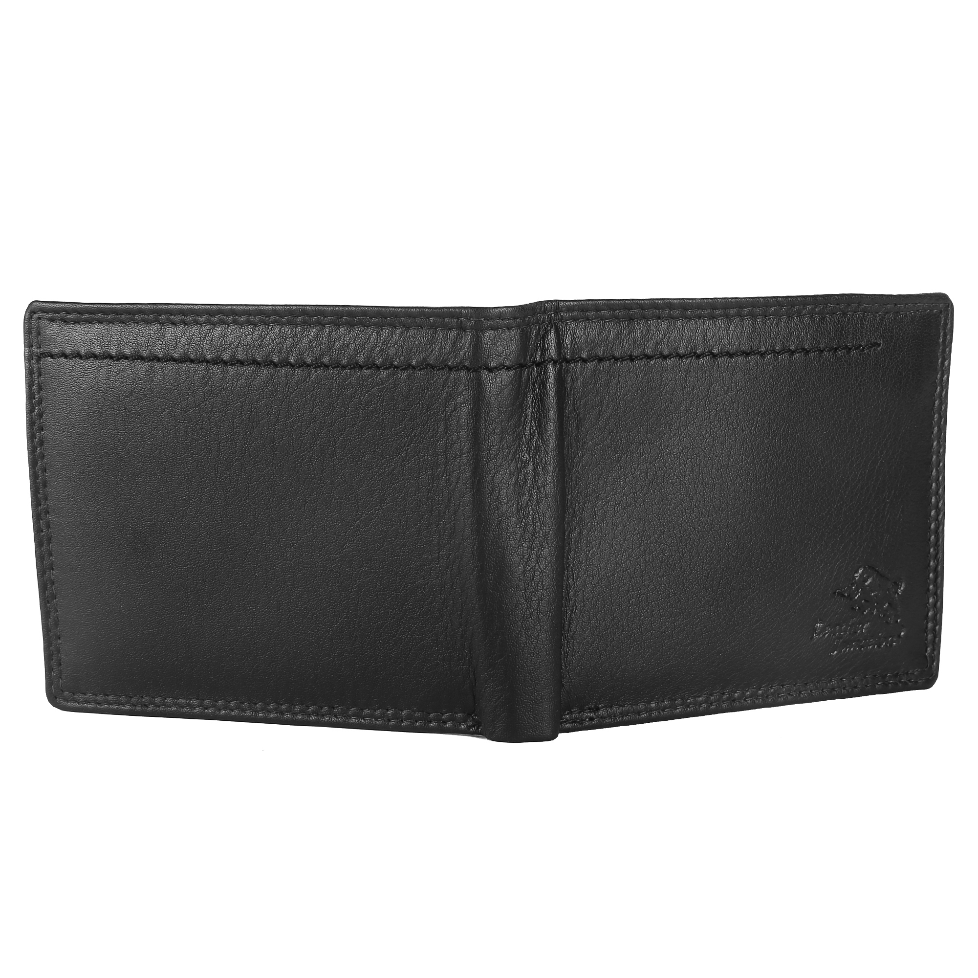 Mens Original Leather Wallet - Leather, 24 X 9 X 2 Cm, Black | Bi-fold, Plain Design, Suede Lining, Modern Style