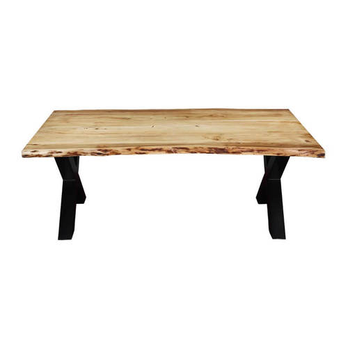 Live Edge Dining Table - Solid Oak Wood, 72x36 inches , Handcrafted Artisan Design - Unique Natural Finish