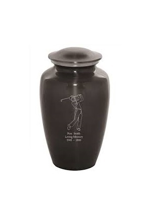 Grey & Silver Custom Engraved Rugby Cremation Urn