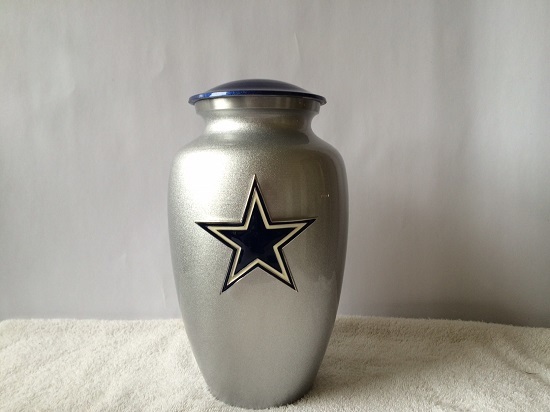 Grey & Silver Custom Engraved Baseball Cremation Urn