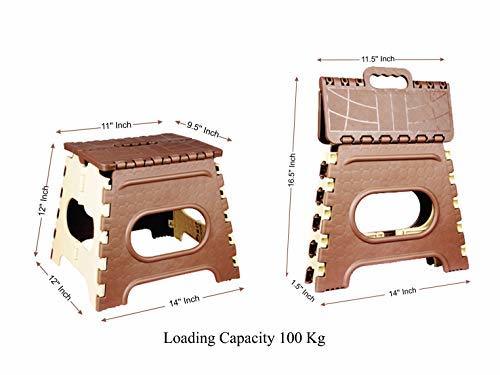 Folding Step Stool - Multi-color Ppcp, 12x18x7 Inch | Ergonomic Handle, Anti-slip Grip-dot, 3-point Locking System, Safety Stop Gap Feature For Kids