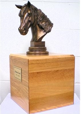 Bronze Horse Cremation Urn With Wood Base