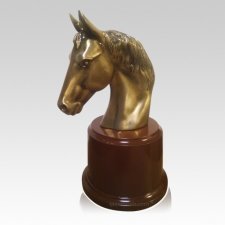 Brass Horse Head Urn Side Angle